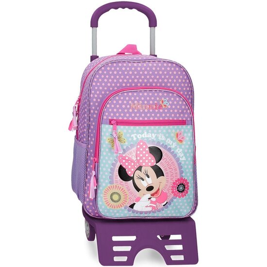 DISNEY MINNIE MOCHILA ESCOLAR CON CARRO POLIÉSTER TODAY IS MY DAY MORADO image 0