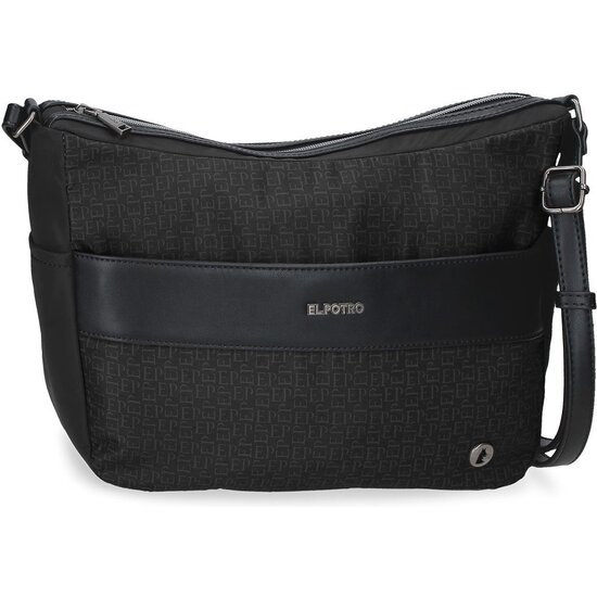 EL POTRO BOLSO BANDOLERA POLIÉSTER CON DETALLES EN PIEL SINTÉTICA LUNA NEGRO image 0