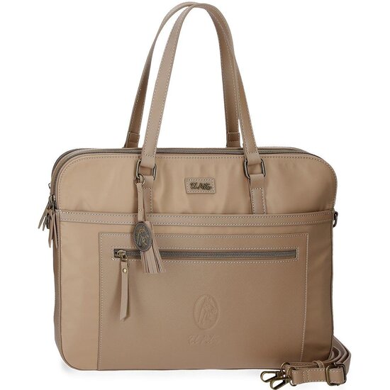 EL POTRO BOLSO PARA ORDENADOR POLIÉSTER Y PU LANA BEIGE image 0
