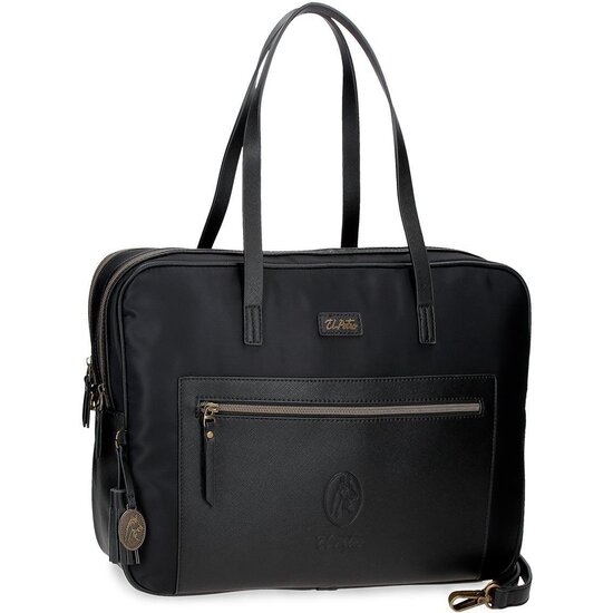 EL POTRO BOLSO PARA ORDENADOR POLIÉSTER Y PU LANA NEGRO image 0