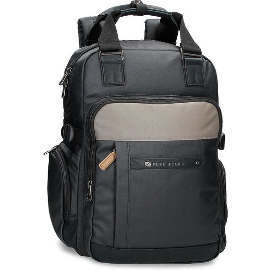 PEPE JEANS MOCHILA PARA PORTÁTIL ALGODÓN, POLIÉSTER Y PU. CARDIFF NEGRO image 0