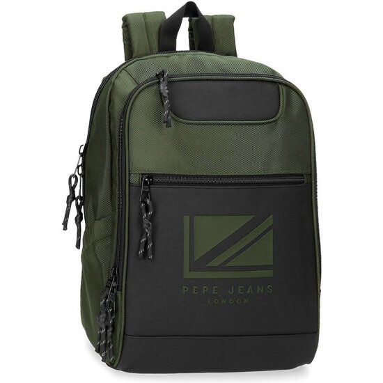 PEPE JEANS MOCHILA PARA PORTÁTIL POLIÉSTER CON DETALLES EN PIEL SINTÉTICA VERDE image 0