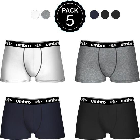 SET 5 BOXERS UMBRO 2NEGRO/BLANCO/AZUL/GRIS image 0