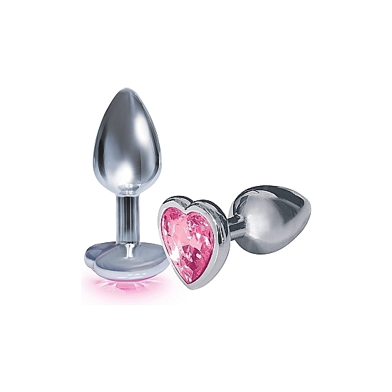 BEJEWELED HEART STAINLESS STEEL PLUG - PINK image 0