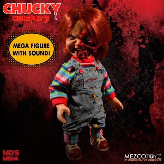 FIGURA CHUCKY EL MUÃ±ECO DIABOLICO 3 CARA PIZZA PARLANTE 38CM INGLES image 1