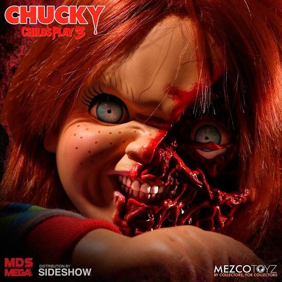 FIGURA CHUCKY EL MUÃ±ECO DIABOLICO 3 CARA PIZZA PARLANTE 38CM INGLES image 2