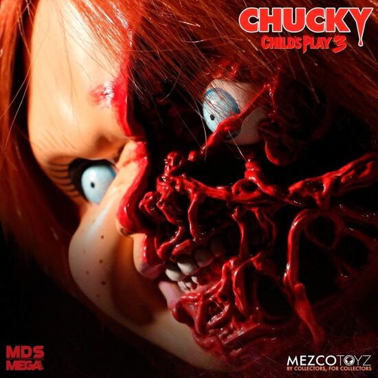 FIGURA CHUCKY EL MUÃ±ECO DIABOLICO 3 CARA PIZZA PARLANTE 38CM INGLES image 3