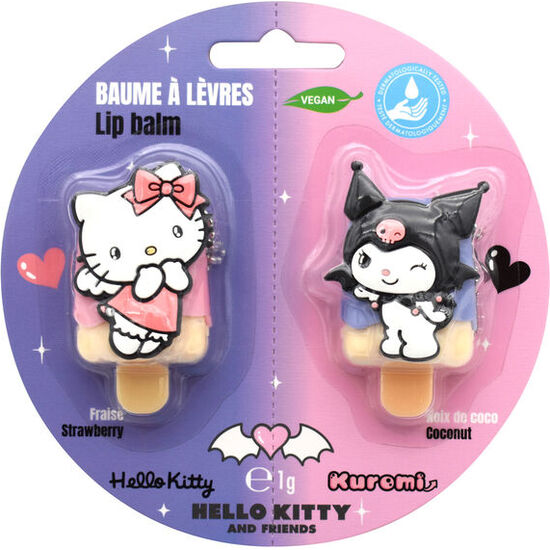 BLISTER 2 BALSAMOS LABIALES 3D KUROMI & HELLO KITTY image 0