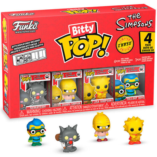 BLISTER 4 FIGURAS BITTY POP LOS SIMPSONS SCRATCHY image 1
