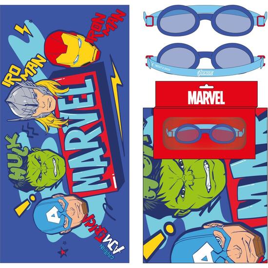 TOALLA SET GAFAS NATACIÓN AVENGERS image 0
