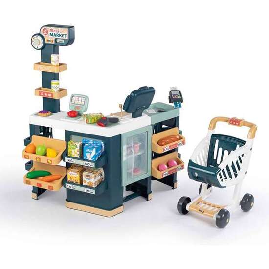 SUPERMERCADO MAXIMARKET CON CARRITO, CAJA REGISTRADORA Y 50 ACCESORIOS. 89,60X80X59,60 CM image 1
