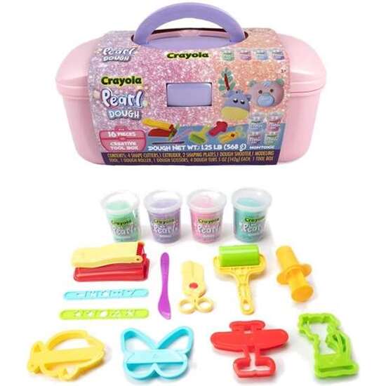 MALETÍN DE ACTIVIDADES CREATIVAS DE PLASTILINA "CRAYOLA PEARL DOUGH" CON 12 PIEZAS PARA DAR FORMA Y 4 BOTES DE PLASTILINA CON BRILLANTINA image 0