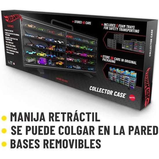MALETIN COLECCIONISTA HOT WHEELS CON 40 COCHES, PUERTAS TRANSPARENTES, DISEÑO MODULAR Y 2 PLANCHAS DE GOMAESPUNA. SE PUEDE COLGAR EN LA PARED image 1