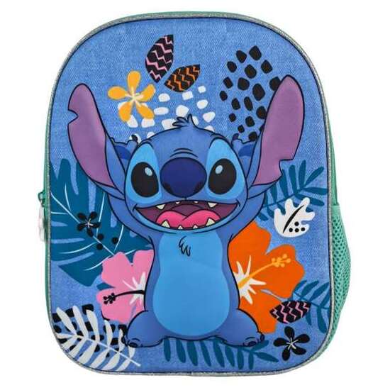 STITCH TROPICAL MOCHILA PREESCOLAR 3D. BOLSILLO LATERAL. INTERIOR TOTALMENTE FORRADO Y PERSONALIZADO.11 X 24 X 6 CM. image 0