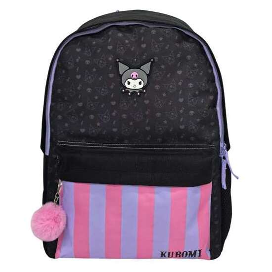 KUROMI MOCHILA AMERICANO ADAPTABLE A CARRO, ESPALDERA ACOLCHADA. CON ACCESORIO POM-POM. 42 X 31 X 13.5 CM. image 0