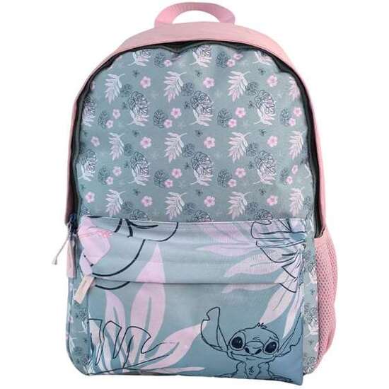 STITCH PINK MOCHILA AMERICANO ADAPTABLE A CARRO, ESPALDERA ACOLCHADA. CON ACCESORIO POM-POM.30 X 24 X 8 CM. image 0