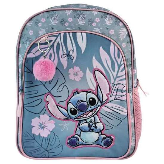 STITCH PINK MOCHILA PRIMARIA DOBLE COMPARTIMENTO (GRAN CAPACIDAD), ADAPTABLE A CARRO). CON ACCESORIO POM-POM.42 X 31 X 13.5 CM. image 0