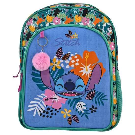 STITCH TROPICAL MOCHILA PRIMARIA DOBLE COMPARTIMENTO (GRAN CAPACIDAD), ADAPTABLE A CARRO). CON ACCESORIO POM-POM.45 X 32 X 20 CM. image 0