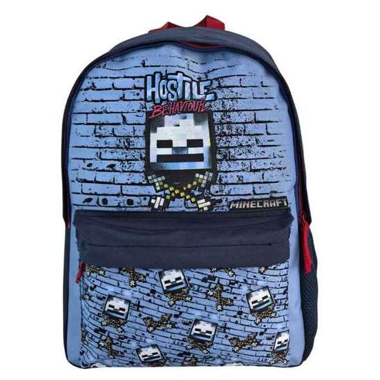 MINECRAFT HOSTILE BEHAVIOUR MOCHILA AMERICANO ADAPTABLE A CARRO, ESPALDERA ACOLCHADA. 41 X 31 X 13,5 CM. image 0