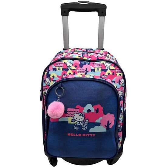HELLO KITTY MOCHILA PRIMARIA DOBLE COMPARTIMENTO ADAPTABLE + CARRO NEGRO T963 TOYBAGS CON PROTECCION LATERAL Y STOPER FRONTAL ANTI CAIDA 44 X 30 X 20 CM. image 0
