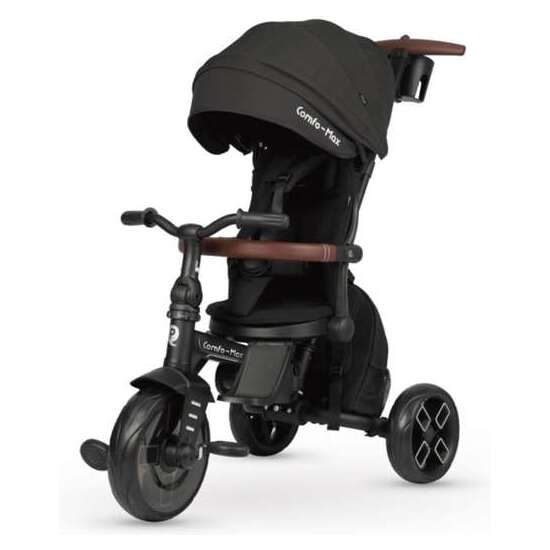 TRICICLO COMFO MAX  6 -IN-1 PLEGABLE EN ALUMINIO, RUEDAS DE EVA. ASIENTO GIRATORIO 360º, RECLINABLE, MÁXIMO COMFORT    NEGRO image 0