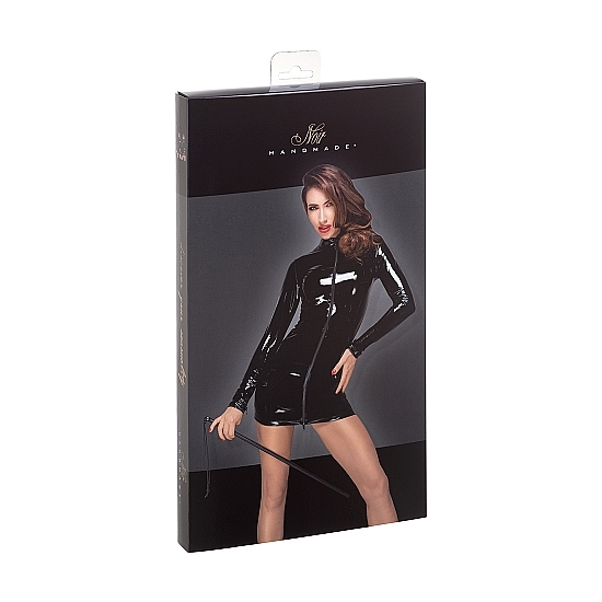 LONG SLEEVED PVC MINI DRESS - BLACK image 2