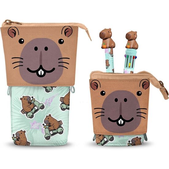 PORTATODO CAPIBARA + BOLIGRAFO 10 COLORES + BOLIGRAFO BORRABLE OH MY POP! image 0
