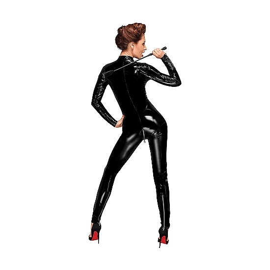 LONG SLEEVED PVC CATSUIT - BLACK image 1