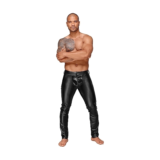 WETLOOK TROUSERS WITH PVC PLEATS - BLACK image 0