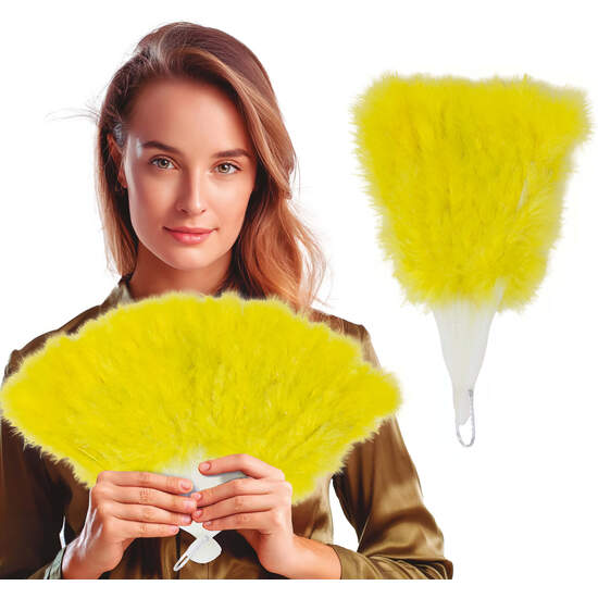 ABANICO PLUMAS AMARILLO 16 PALAS image 0