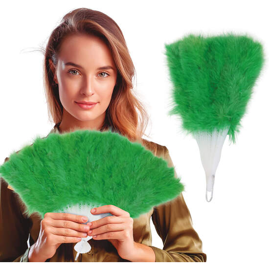 ABANICO PLUMAS VERDE OSCURO 16 PALAS image 0