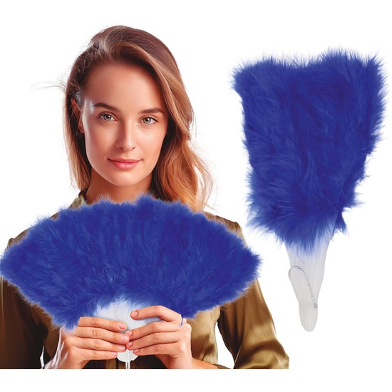 ABANICO PLUMAS AZUL 16 PALAS image 0