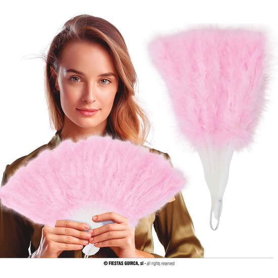 ABANICO PLUMAS ROSA 16 PALAS image 0