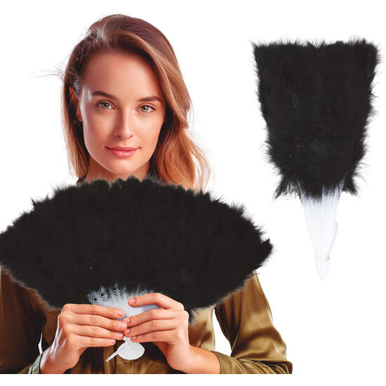 ABANICO PLUMAS NEGRO 16 PALAS image 0