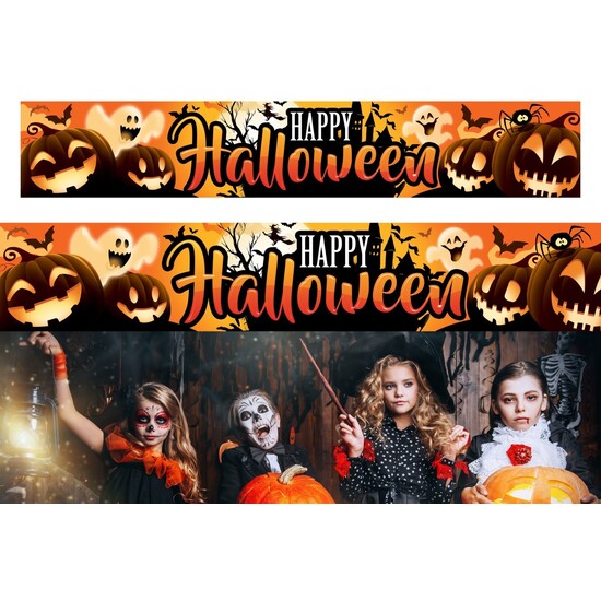 LETRERO "HAPPY HALLOWEEN" TELA 290X50 CM image 0