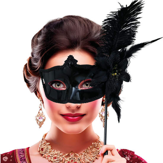 ANTIFAZ NEGRO CON PALO, ADULTA image 0