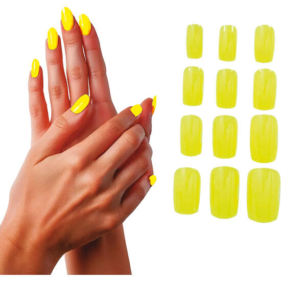 12 UÑAS NEON AMARILLO, ADULTA image 0
