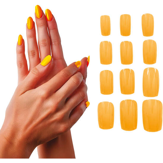 12 UÑAS NEON NARANJA, ADULTA image 0