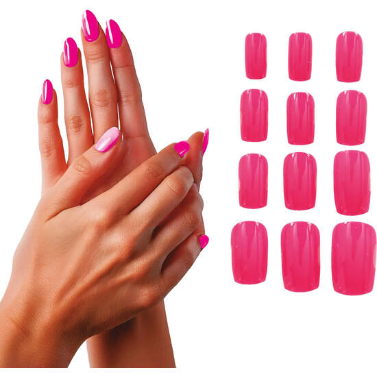 12 UÑAS  NEON ROSA, ADULTA image 0