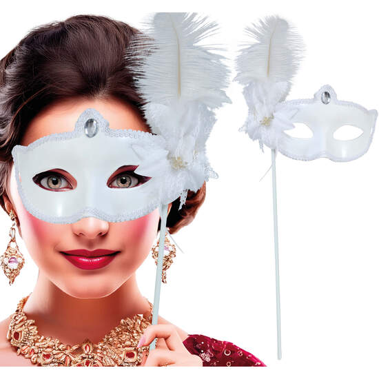 ANTIFAZ BLANCO CON PALO, ADULTA image 0