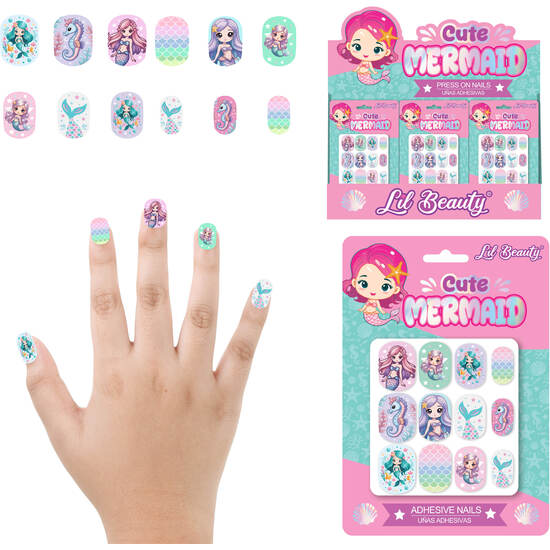 12 UÑAS CUTE MERMAID, INFANTIL image 0