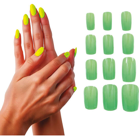 12 UÑAS NEON VERDE, ADULTA image 0
