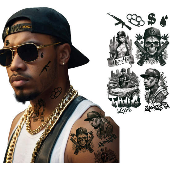 HOJA TATUAJE THUG LIFE 14X30 CM image 0