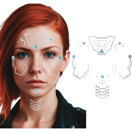 HOJA TATUAJE FUTURISTA CARA 20X20 CM image 0