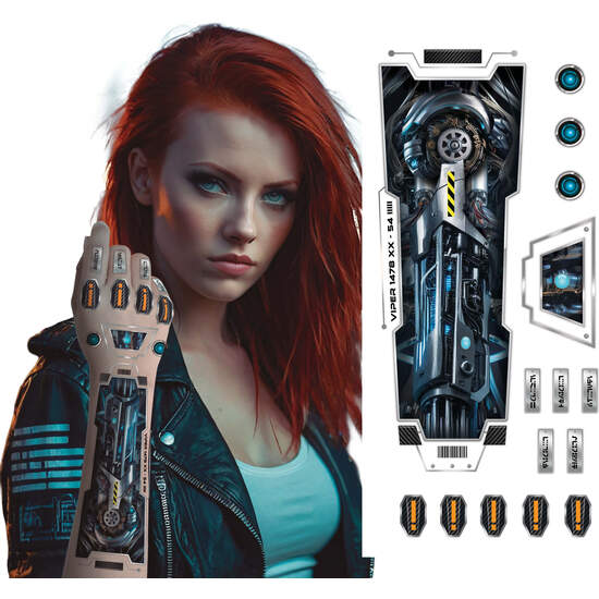 HOJA TATUAJE FUTURISTA BRAZO 14X30 CM image 0