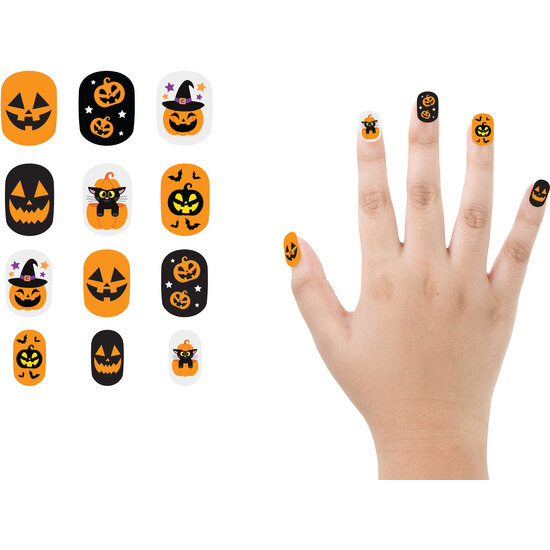 12 UÑAS CON ADHESIVO,INFANTIL, HALLOWEEN, DISEÑO 1 image 0