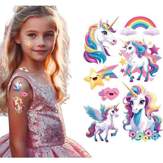 HOJA TATUAJE UNICORNIO 14X30 CM image 0