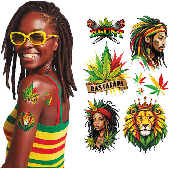 HOJA TATUAJE JAMAICA 14X30 CM image 0