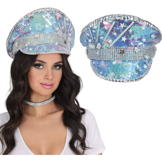 GORRO POLICIA AZUL CON PERLAS, ADULTO image 0