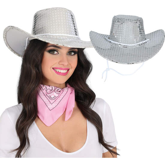 SOMBRERO VAQUERO PLATA DISCO 80, ADULTO image 0